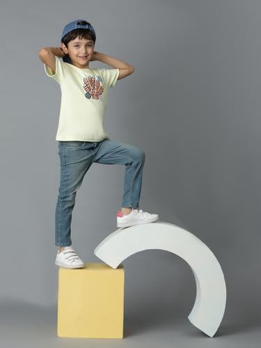 Image of Tales & Stories Boys Slim Fit Denim Jeans | 5-Pocket Stylish Mid-Rise Pants| Durable Cotton Denim Lycra with Button Closure | Casual Wear