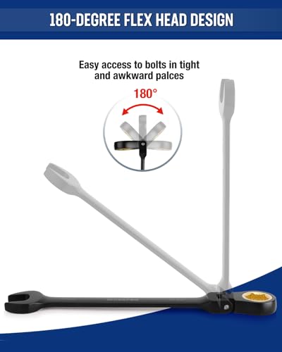 image for WORKPRO Ratcheting Combination Wrench Set, 8-piece Flex-Head Anti-Slip