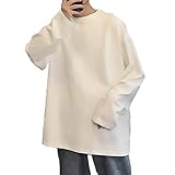 [Make 2 Be] ドロップショルダー ロングカットソー ゆったり ロンT スリーブ 長袖 Tシャツ 大きいサイズ ビックシルエット 無地 綿100 ラウンドカット 萌袖 メンズ レディース M L XL 7色 MF26N (01.WHITE_M)