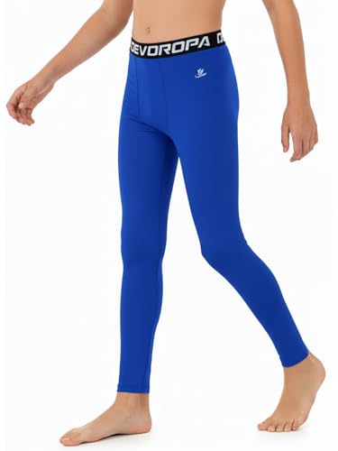 Image of DEVOROPA Boys Leggings Youth Compression Pants Sports Tights Basketball Football Baseball Soccer Baselayer Slim /Regular /Husky