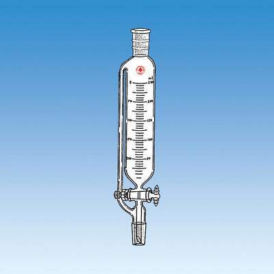 7320-10 Filtering Funnel, Graduated, Pressure Equalizing, PTFE Metering Plug, 250 mL Capacity, 24/40 Top Joint, 1 mL