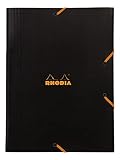RHODIA 24329C - Chemise à Élastiques - Pochette Cartonnée 3 Rabats Noire - 24x32 cm - Carte Enduite Résistante - Rangement Bureau et Classement de Documents Format A4 - Filing