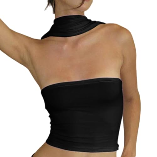 Womens Sleeveless Halterneck Crop Tube Top Hollow Out Backless Wrap Chest Bandeau Off Shoulder Bodycon Vests