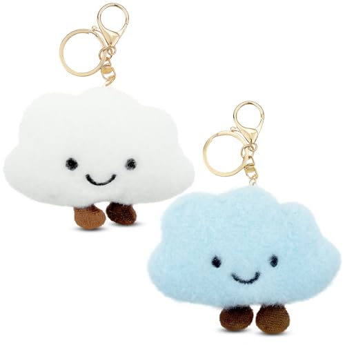 Jaczora 2PCS Cute Cloud Keychain Plush Keyring,Keychain Cloud Pendant Keychain,Fluffy Bag Charm Pendant,Personalized Keyrings Decoration for Women's Bags Backpack Purse Keys