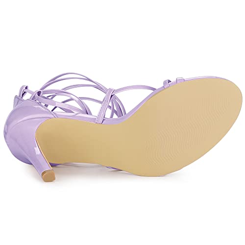 Allegra K Allegra K Women's Strappy Straps Lace Up Stiletto Heels Purple Sandals 6 M US