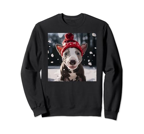 Cachorro de Bull Terrier jugando en la nieve en Navidad Sudadera