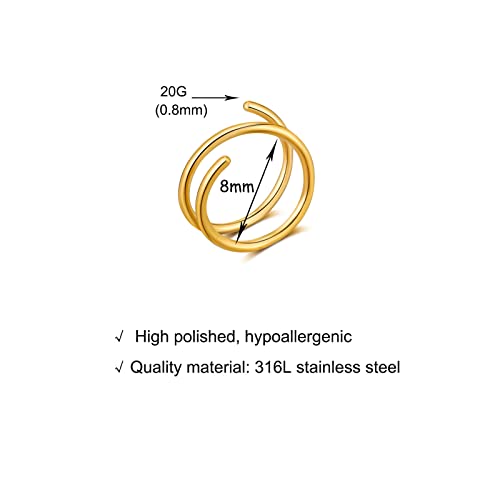 Double Hoop Earrings, Gold & Silver, 12mm, Stainless Steel, Hoop Earring Design, Perfect for Single Piercing or Two, Wrap Back Finding4