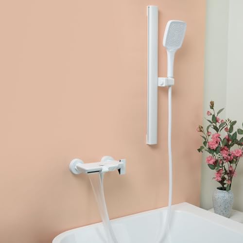 PHASAT Robinet de Baignoire Cascade Mural avec Tringle de Douche Réglable, Mitigeur Baignoire avec Douchette À 3 Fonctions, Robinet Mitigeur pour Salle de...