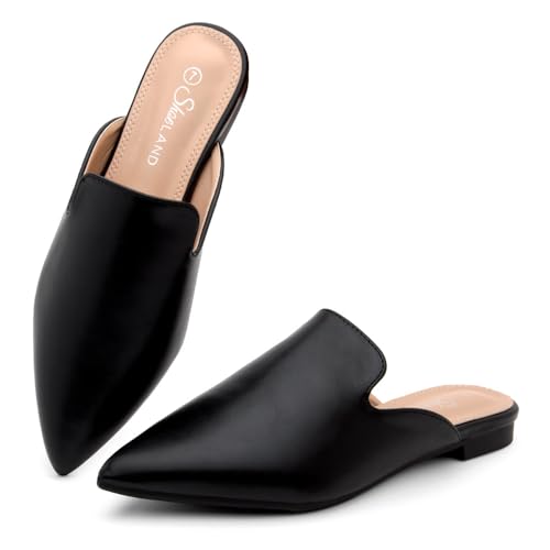 Shoe Land Mules for Women, Slip On Pointed Toe Flats, Womens Mules, Comfortable Backless Loafers for Business Casual, Office, Travel, Walking & Daily Wear, Trendy 2025,2024Black, Size 6.0, Cally by Shoe Land - Used condition - Image 3