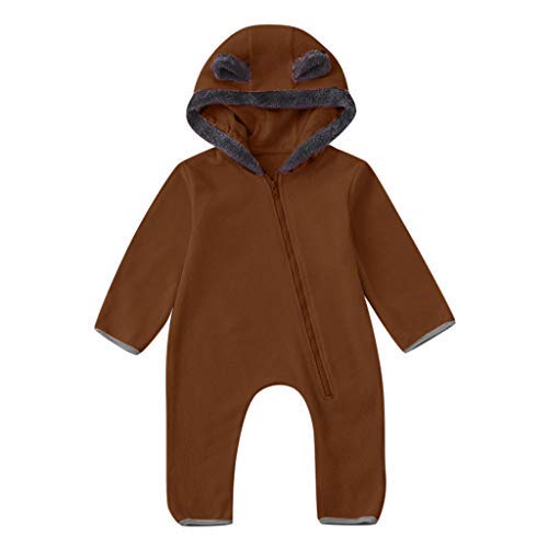 GorNorriss Fleece Baby Bunting Bodysuit  Infant Pajamas Winter Jacket Outerwear Coat Toddler Costume, Solid Cartoon Fleece Ears Hoodie Romper
