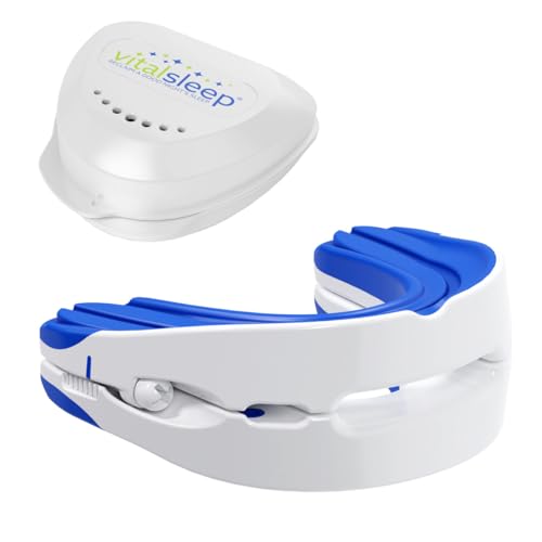 VitalSleep Anti-Snoring Mouthpiece, Smaller Size Recommended for Women, Snoring Solution, Adjustable Jaw Positioning, Personalized Teeth Impressions, USA Made & FDA Cleared Stop Snoring (Blue, Small)