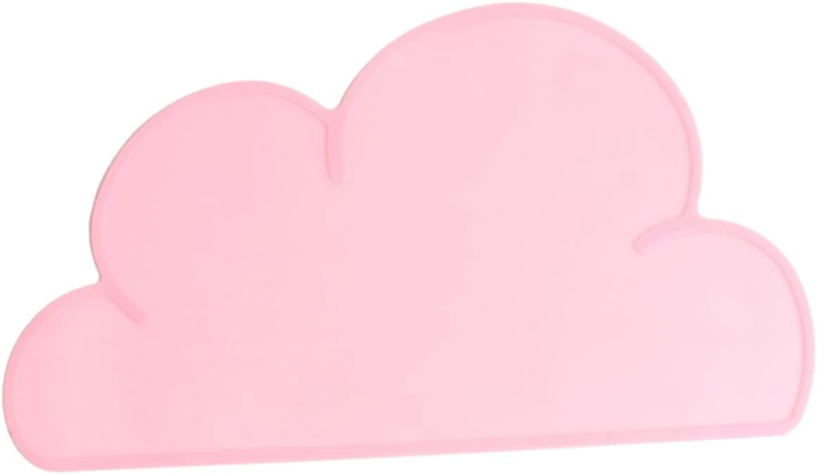 BESPORTBLE Silicone Cloud Shaped Placemat Pink Washable Non Stick Table Mat Flexible Food Grade Silicone for Dining Travel and Camping Use