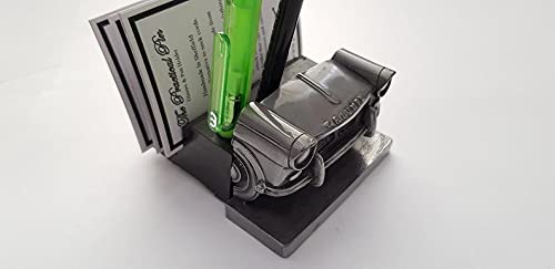Voiture argentée effet étain de collection avec porte-stylo élégant pour bureau