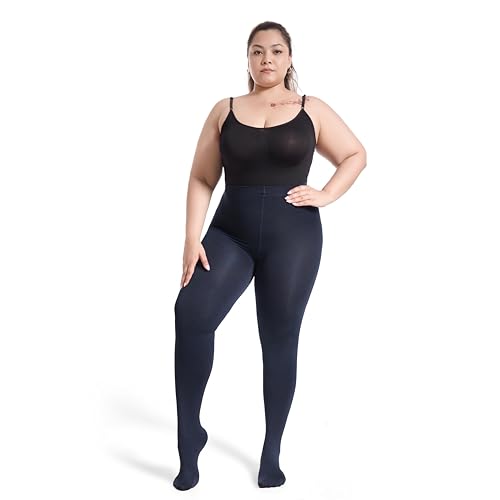 Image of Frola Plus Size Fleece Lined Tights Women Winter Warm Thermal Tights, 11+ Colors High Waisted Opaque Pantyhose