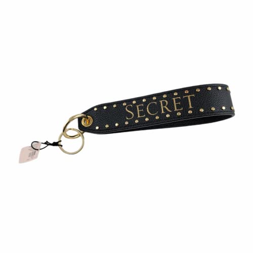 Victoria's Secret Studded Wristlet Strap Keychain Color Black Gold Studded New #TOP2