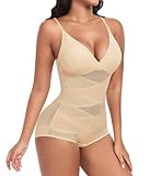 Niwicee Donna Shapewear Body Contenitive Intimo Modellante Guaina Contenitivo Shapewear Dimagrante Pancia Piatta Invisibile Perizoma Snellente Shaper Senza Cuciture Spallino Regolabile (Beige, L)