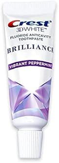 Crest 3D White Brilliance Toothpaste, Vibrant Peppermint, Travel Size 0.85 oz (24g) - Pack of 8