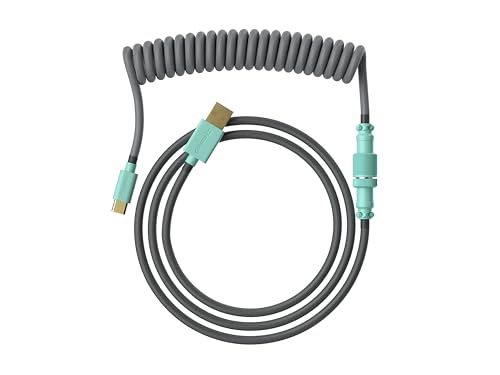 Image of Ranked Coiled Keyboard Cable | Handcrafted Double-Sleeved Braided Cable | USB Type C to A | 5-Pin Aviator Connector for Custom Mechanical Gaming Keyboard | Support Fast Charge 20W (Dolch)