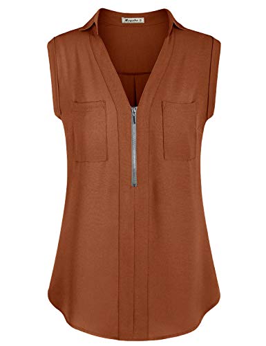 Moyabo womens plus size tank top sleeveless v neck zipped notch s…