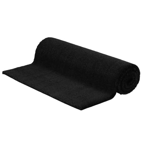 Fisinber Felpudo de fibra de coco, 100 x 200 cm, color negro, antideslizante, 16 mm de grosor, felpudo resistente para interiores y exteriores
