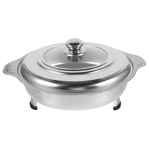 KONTONTY Serving Tray for Buffet Charcoal Bbq with Lid Buffet Plates Stainless-steel Pan for Buffet Appetizer Serving Tray Buffet Food Serving Pan Bread Buffet Tray Silver Stainless Steel