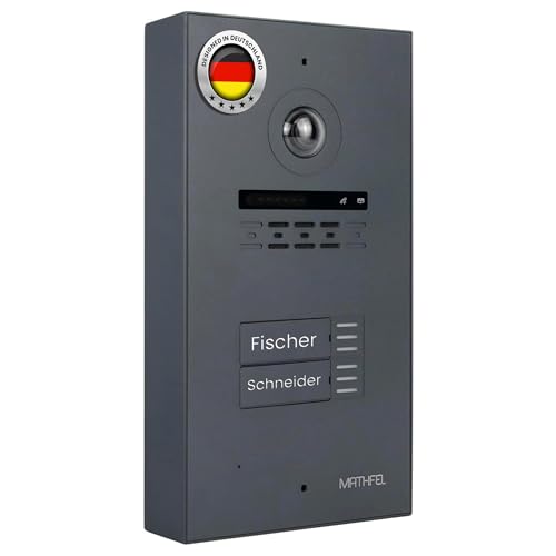 MATHFEL Zusatz Aufputzbox für 2 Draht Bus IP Video Türsprechanlage Gegensprechanlage Fischaugenkamera 170 Grad, Außenstation in Anthrazit