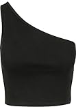 Urban Classics Top Mujer Corto asimétrico Mujer Top Negro S 97% algodón, 3% Spandex Regular