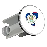Huuraa Waschbeckenstöpsel Belize Flagge Herz 4cm höhenverstellbar Abflussstopfen Geschenkidee