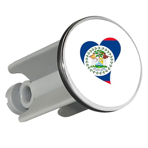 Huuraa Waschbeckenstöpsel Belize Flagge Herz 4cm höhenverstellbar Abflussstopfen Geschenkidee