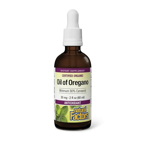 Natural Factors Oil of Oregano - Liquid Antioxidant Support Supplement for Immune Support - Easy Swallow Health Supplement with Non-GMO & Gluten-Free Formula - 2 fl oz (375 Servings)