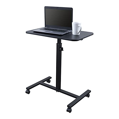 Stand Up Desk Store Height Adjustable Single Column Rolling Standing Desk Laptop Stand - Black #TOP1