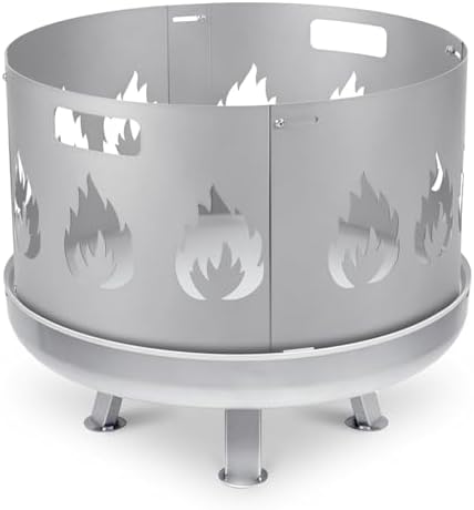 𝗝𝗮𝘅𝗴𝘂𝗼𝗺 Funkenschutz Feuerschale mit Griff Ø 55–60 cm, 1,2 mm Starkes Stahlblech, Verstellbarer Funkenschutzgitter Feuerschale, 4-teiliges Stecksystem, ideal für Garten & Terrasse,