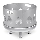 Ansobea Funkenschutz Feuerschale Verstellbarer Ø95-100 cm,Funkengitter mit Griff,1,2mm Starkes Stahlblech,4-teilig Steckbar,perfekt für Garten & Terrasse,Silber