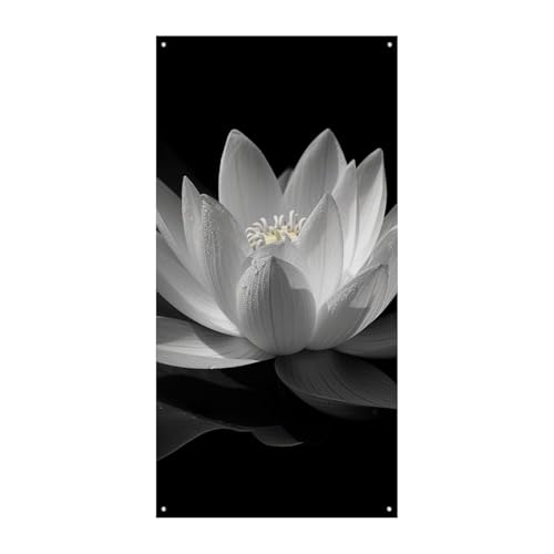 Bannière de porte à fleurs noires grand format 178x90 cm pour décoration verticale extérieure