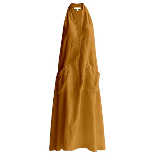 Robe midi décontractée originale avec col chemise et doubles poches