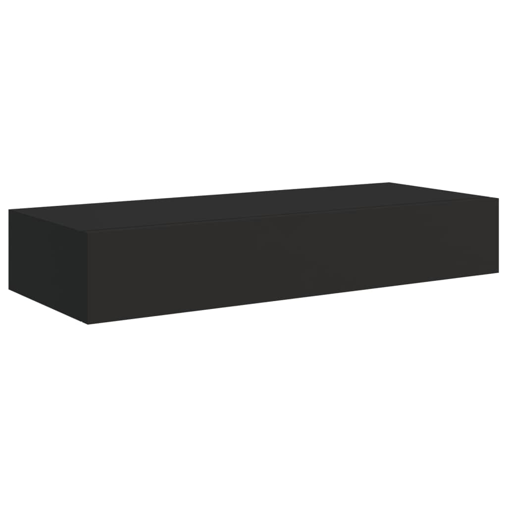 vidaXL Drawer Shelf Black MDF, Metal Compact Wall-Mounted Drawer Shelf