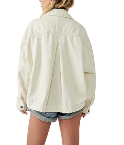 Free People Opal Swing Denim Jacket Bright Ecru Md (Women's 8-10) #TOP2