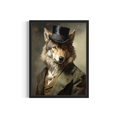 Poster loup gris vintage 40,6x50,8cm : décoration murale et impression d'art d'animaux