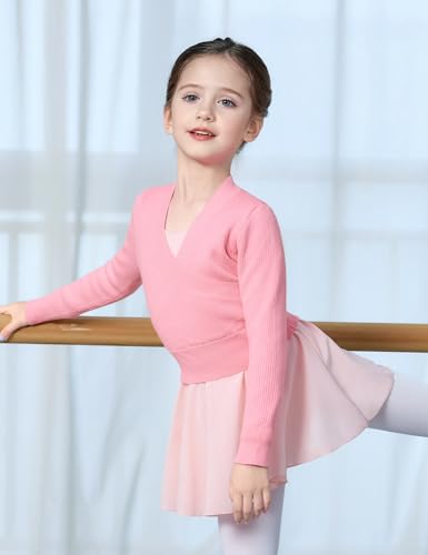Image of Dance Sweater for Girls Long Sleeve V-Neck Top Sweater for Ballet /Gymnastics /Sports