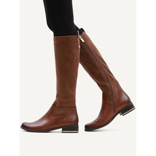 Caprice Women Long Boot Flat Materialmix aus Leder und Textil, braun, 36 – Ansicht 4