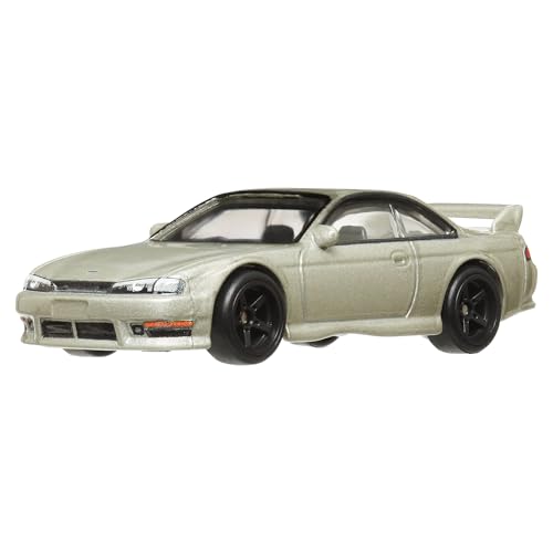 Hot Wheels Premium Car Culture Collectible Toy Car, 1:64 Scale Die-Cast Nissan Silvia S14, Slide Street Vehicle with Real Riders Tires