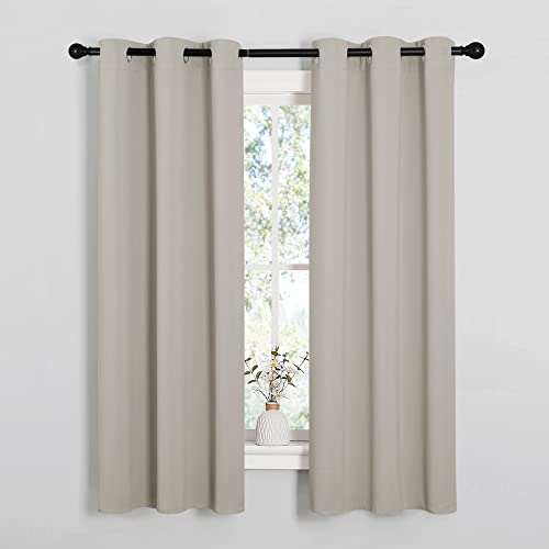 Image of NICETOWN Kitchen Curtains, Short Curtains for Bedroom Windows, Thermal Insulated Room Darkening Curtain Panels for Girls Room, Cafe (Natural, 34 inch W by 63 inch L, 1 Pair)
