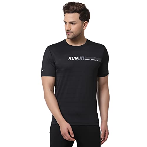Image of Red Tape Men Black Graphic Print Activewear T-Shirt
