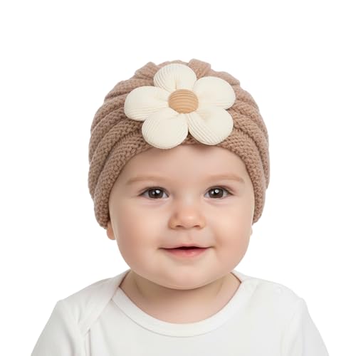 Image of SYGA Baby Cap Flower Wool Warm Knitted Streachable Hat Infant Toddler Baby Cap 0-3 Years