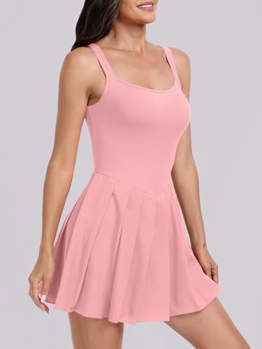 Image of ANRABESS Women's Tennis Athletic Pleated Summer Mini Dress 2026 Golf Workout Build in Shorts Casual Romper Short Sundress