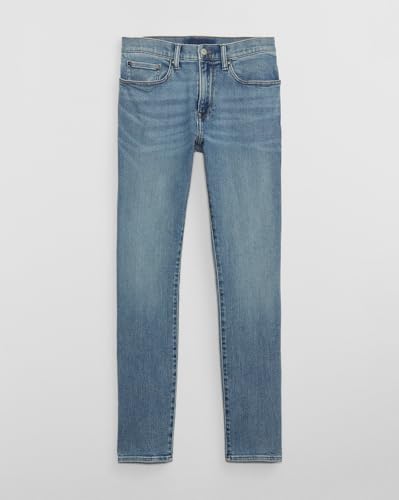 Image of Gap Men Skinny Fit Mid Rise Mid Washed Stretch Denim Jeans