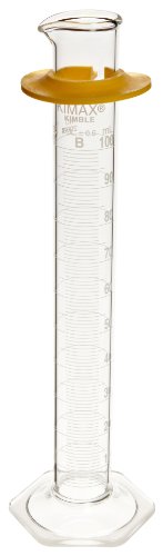 Image of Kimble 20024-100 Glass Class B Single Metric Scale Graduated Cylinder, 100mL Capacity, 5 - 100mL Graduation Interval (Pack of 4)