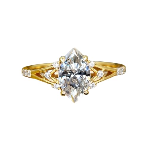 Moissanite Engagement Rings for Women 2/3CT Round/Oval/Pear/Marquise/Heart Cut 925 Sterling Silver/10K/14K Moissanite Promise Ring for Wedding Anniversaries Size4-15