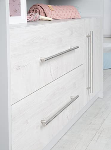 Roba Cameretta Per Bambini "Maren 2", Lettino Combinato 70 X 140 Cm, Fasciatoio Con Cassettiera, Armadio A 3 Ante, Grigio/Bianco - 16