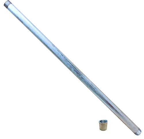 Starkwandrohr 1m verzinkt mit Muffe_-=-_ Stahlrohr zum Brunnen bohren/bauen mit Erdbohrer Brunnenrohr Rammfilter eines Rammbrunnen oder Schlagbrunnen